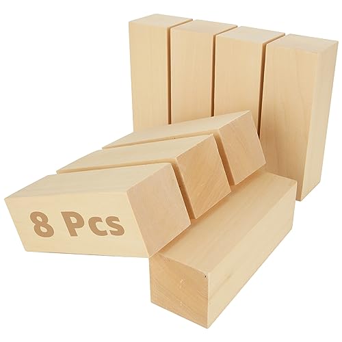 CYEAH 8 PCS Basswood Carving Block, 6 x 2 x 2 Inch Basswood for Wood Carving, Whittling Wood Carving Wood Blocks, Unfinished balsa Wood Blocks for CYEAH