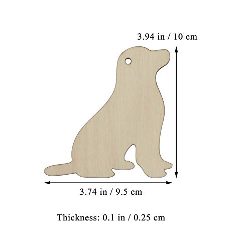 Creaides 20pcs Dog Wood DIY Crafts Cutout Wooden Dog Shaped Hanging Ornaments with Hole Hemp Ropes Gift Tags for Wedding Birthday Pets Theme Party