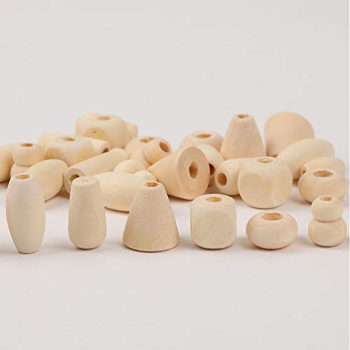 EXCEART 100pcs Wooden Beads Barrel Shaped Unfinished Wood Spacer Beads Jewelry Findings Charms for DIY Bracelet Necklace Craft Making Supplies Style - WoodArtSupply