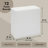 Juvale 12 Pack Foam Blocks for Crafts, Polystyrene Brick Rectangles for Floral Arrangements, Art Supplies, Holiday Decor (4 x 4 x 2 in, White) Juvale