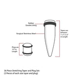 CABBE KALLO 36 pcs Ear Stretching Kit Gauges Tapers Surgical Stainless Steel &14G-00G Tunnels Gauges Set Expanders for Women Men Body Piercing CABBE KALLO