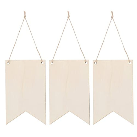 48PCS Unfinished Hanging Wood Sign, Blank Hanging Wooden Slices Banners Unfinished Wood Sign Blank Wood Sign for Pyrography Painting Writing HERCHR