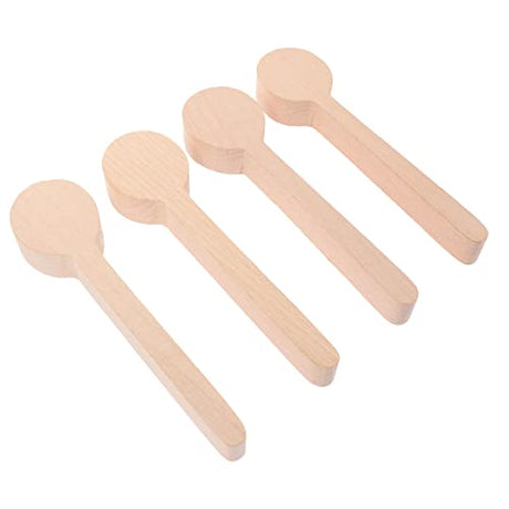 EXCEART 4pcs Unfinished Wooden Spoon wash wooden puppets oval puppets wood carving wood whittling kit spoon tea spoon wood brick condiments tasting EXCEART
