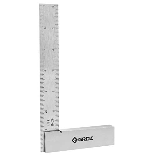 Groz 01143 6" Graduated Workshop Steel Square, 0.00028" Squareness Groz
