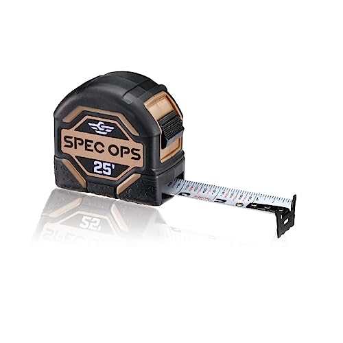 Spec Ops Tools 25-Foot Tape Measure, 1 1/8" Double-Sided Blade, Military-Grade Composite Case, 3% Donated to Veterans, - WoodArtSupply