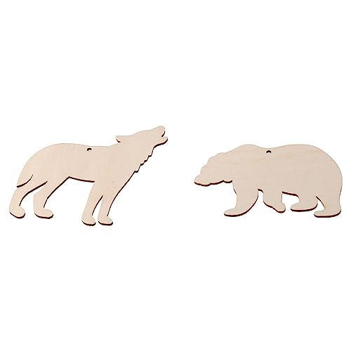 HomeSoGood 60Pcs Wooden Wild Forest Animal Ornaments,Blank Slices,DIY Unfinished Hanging Ornaments, Home Holiday Decoration Cards
