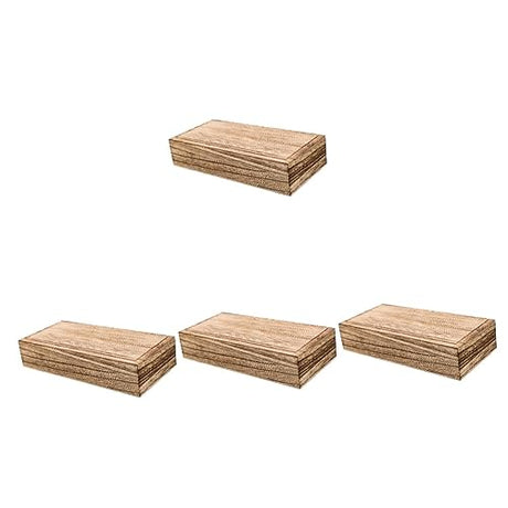 NOLITOY 4pcs Box Vintage Wooden Jewelry Box Wood Jewelry Display Case Unfinished Wood Treasure Wood Trinket Desk Top Organizer Decorative Jewelry NOLITOY