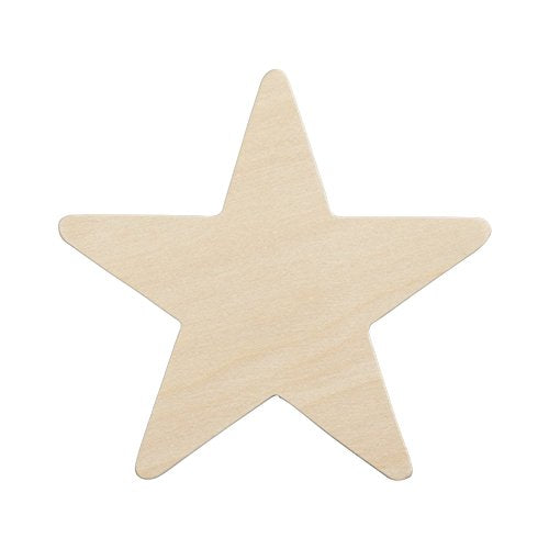 4" Wooden Star, Natural Unfinished Wooden Star Cutout Shape (4 Inch) - Bag of 25