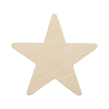 4" Wooden Star, Natural Unfinished Wooden Star Cutout Shape (4 Inch) - Bag of 25