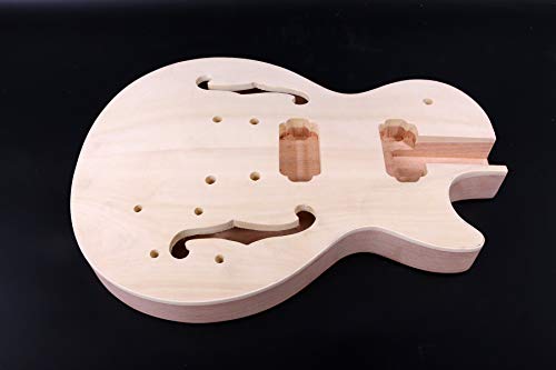 Unfinished Guitar Body Mahogany Maple Wood For Semi-Hollow Electric Guitar Body Replacement Set in Heel - WoodArtSupply