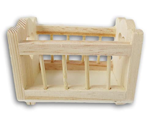Craft Supply Dollhouse Baby Cradle Crib Miniature Unfinished Wood for Dollhouses, Displays, Crafting, & DIY - 3.3 x 2.5 Inches, Brown, Medium