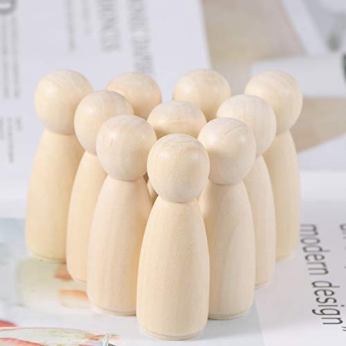 Kisangel 20pcs DIY Peg Doll Angel Wood Bodies Unfinished Wooden Peg People for Crafting People Shapes for Arts and Crafts 65mm - WoodArtSupply