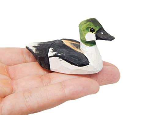 Selsela Goldeneye Mini Wood Duck Figurine Statue Carving Decoration Decoy Sculpture Small Animals - WoodArtSupply