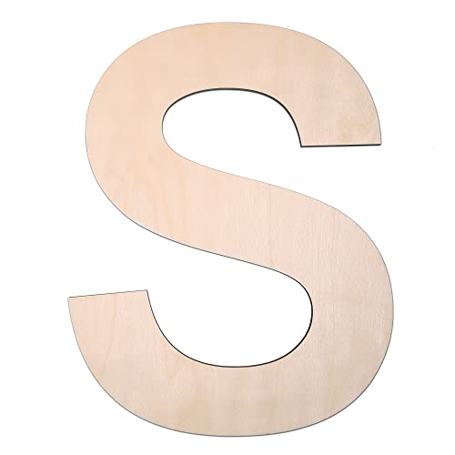 12 Inch Wooden Letter S, 1/4 Inch Thick Large Unfinished Wood Letter for DIY Crafts Home Wall Decor