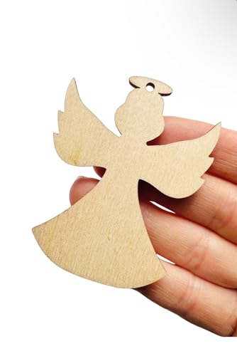 Texan Wood Crafts 12 pieces Unfinished Wood Angel Dangle Earrings or Ornaments Jewelry Blanks Made in Texas (1" Tall 12 Pieces) Texan Wood Crafts