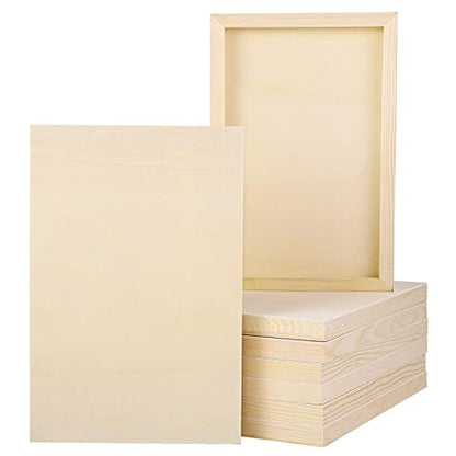 ADXCO 8 Pack Wood Panels 12 x 8 inch Wooden Canvas Board Unfinished Wooden Panel Boards for Painting, Arts, Pouring Use with Oils, Acrylics - WoodArtSupply