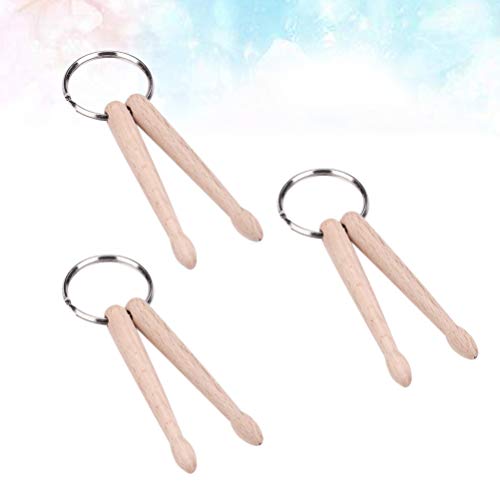 SUPVOX 3PCS Mini Wood Drumstick Keychain Drum Stick Key Ring Gift for Drummer Friends Double Drum Stick - WoodArtSupply