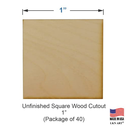 Unfinished Square Wood Cutout Available in a Variety of Sizes and Thicknesses (1/8" Thick, 1 Inch (Package of 40)) - WoodArtSupply