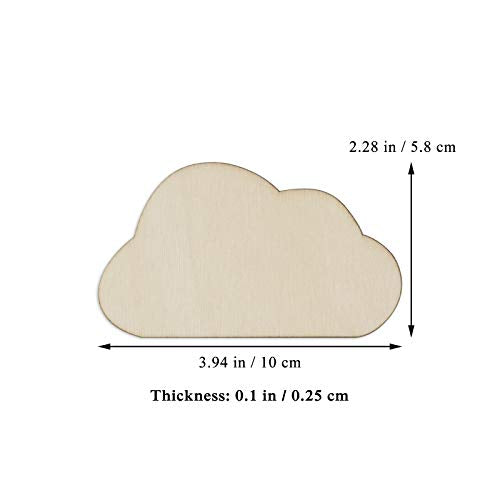 Creaides 20pcs Wooden Cloud Shaped Cutouts Crafts Unfinished Wood Ornaments Gift Tag for DIY Project Wedding Birthday Christmas Party Decorations