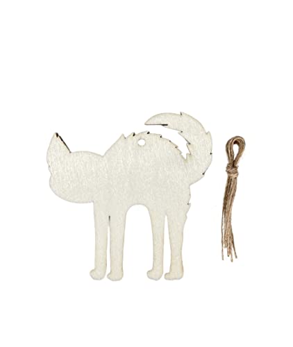 Spooky Town Wood Cutout Color-Your-Own-Ornament Halloween Craft - 3.5 Inches Tall - 8 Pieces with Twine Hangers (Black Cat) Spooky Town