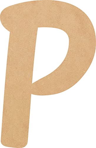 4 Inch Tall Wooden Letter P Unfinished Craft, Wood Alphabet for Nursery Room Decor, Muthike MDF Cutout