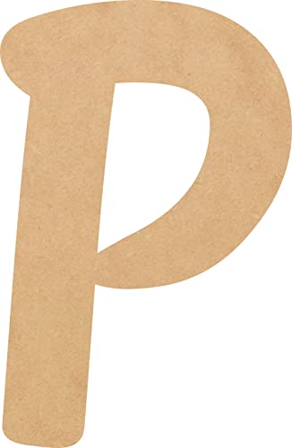 4 Inch Tall Wooden Letter P Unfinished Craft, Wood Alphabet for Nursery Room Decor, Muthike MDF Cutout NEXTCraft