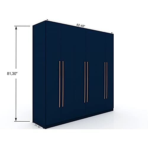 Manhattan Comfort Gramercy 3-Sectional Wood Wardrobe Armoire Closet in Blue Manhattan Comfort