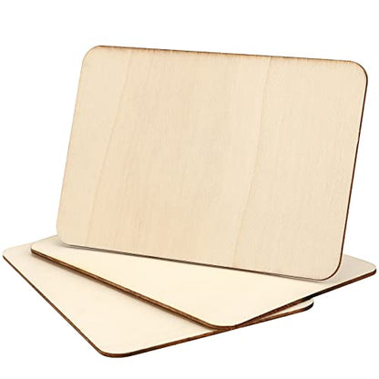 JEUIHAU 150 PCS 4 x 6 Inch Rectangle Unfinished Wood Pieces, Blank Wooden Cutout Tiles with Rounded Corners Wood Squares for Crafts, DIY, Decoration,