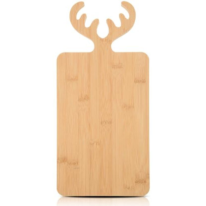 Bamboo Cutting Board with Antler Handle Christmas Wooden Serving Board Bamboo Wood Cheese Charcuterie Board Decorative Carving Cutting Board for - WoodArtSupply