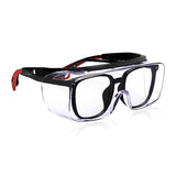 MORELKE Safety Glasses Fit Over Eyeglasses, Anti-Fog & Scratch Resistant Lenses,ANSI Z87 Certified,Eye Protection for Lab,Woodworking (red/black) MORELKE