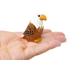 Bald Eagle Figurine Small Wood Bird Statue Art Carving Decoration Miniature Animal Cake Topper Selsela