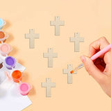 30pcs Mini Cross Wood DIY Crafts Cutouts 2" Wooden Cross Shaped Hanging Ornaments with Jute Twines Gift Tags for Easter Halloween Holiday Party Creaides