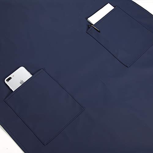 Waterproof Rubber Vinyl Apron W/ 2 Pockets - Lab Apron for DishWashing,Grooming Blue VWELL