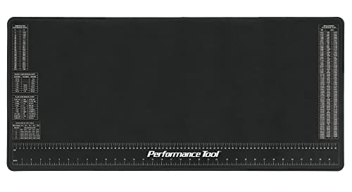 Performance Tool W88977 Neoprene Mat with Ruler and Reference Charts, Chemical Resistant, 16-Inch x 35.75-Inch, Protects Work Surface from Solvents - WoodArtSupply