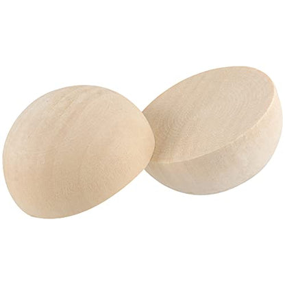 SEHOI 50 Pcs 2 inch Half Wooden Balls, Unfinished Split Wood Balls, Natural Half Wooden Balls for Crafts, Ornaments, DIY Projects