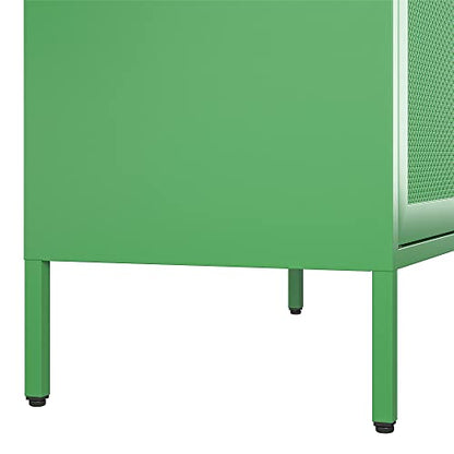 Novogratz Channing Tall 2 Door Storage Cabinet-Mesh Metal Locker, Kelly Green - WoodArtSupply