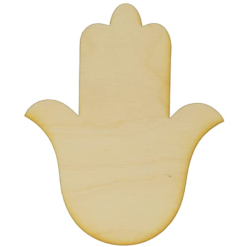 Package of 10, Small 4.1" x 5" x 1/4" Baltic Birch Plywood Hamsa Wood Cutout for Art and Craft Project, Made in USA - WoodArtSupply