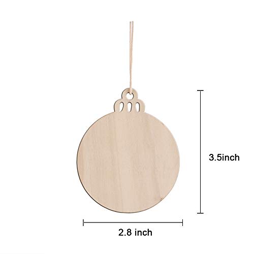KSPOWWIN 50pcs Round Blank Wood Slices with Holes for DIY Christmas Ornaments Hanging Decorations, 3.5" Unfinished Wooden Christmas Cutouts Ornaments KSPOWWIN