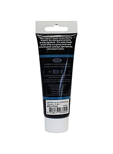 Mont Marte Acrylic Paint Studio 75ml - Lamp Black - WoodArtSupply