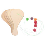 Hohopeti 6pcs White Billet Wooden Racket Paddle Balls with String Unfinished Fraternity Paddle DIY Craft Hohopeti