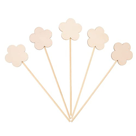 Toyvian 8pcs Girl Fairy Wands Stickers Unfinished Princess Wand Kit Homemade DIY Wood Flower Wand DIY Wooden Star Wands Unfinished Wood Crafts for Toyvian