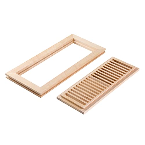 Homewell Maple Wood Floor Register Vent, Flush Mount with Frame, 4x12 Inch, Unfinished - WoodArtSupply