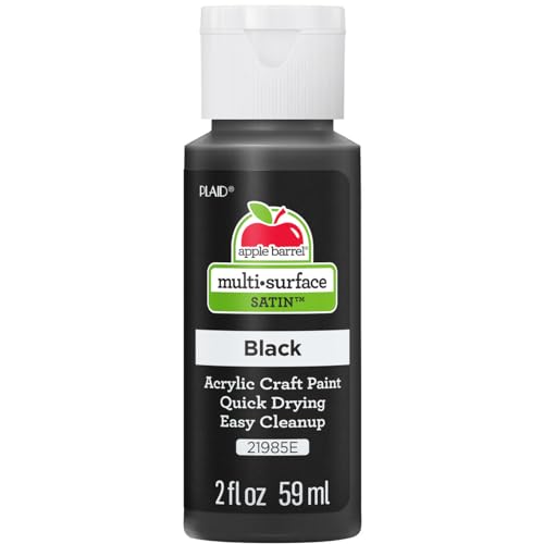 Apple Barrel Acrylic Paint | 2 oz | Satin Multi-Surface Craft Paint | MADE IN THE USA | Non-Toxic | Safe for Indoor & Outdoor Use | 12 Colors Black - WoodArtSupply