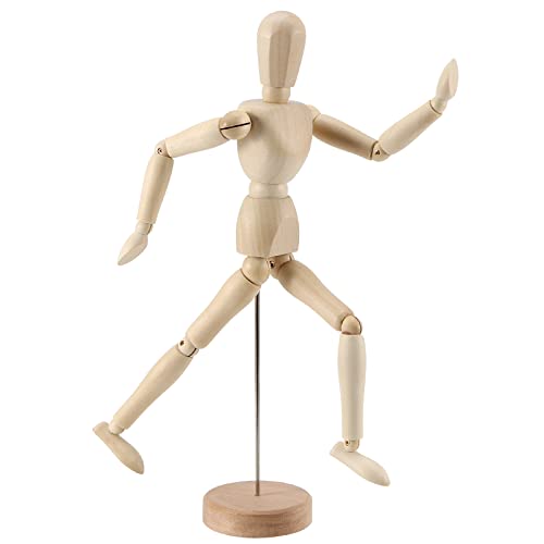 JOIKIT 4 Pack 12 Inch Wooden Artists Model, Wooden Art Mannequin Articulated Mannequin with Stand and Posable Body, Movable Wooden Manikin for