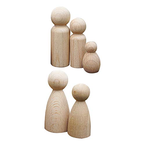 TOYANDONA 5pcs Hand-Painted Puppet Toys Unfinished Wooden Figures Wooden Peg Doll People Little Wooden Pegs Kids Dolls Kidcraft Playset Unfinished - WoodArtSupply