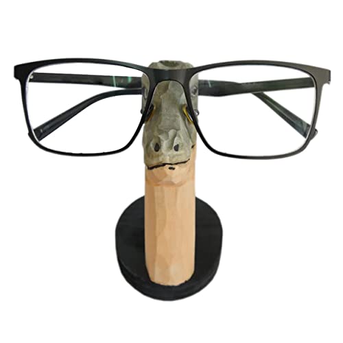 Red Dollar Handmade Wood Carved Animal Eyeglass Holder, Cute Sunglasses Display Stand, Nightstand Home Office Desk Decor, Christmas Holiday New Year Red Dollar