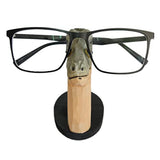 Red Dollar Handmade Wood Carved Animal Eyeglass Holder, Cute Sunglasses Display Stand, Nightstand Home Office Desk Decor, Christmas Holiday New Year Red Dollar