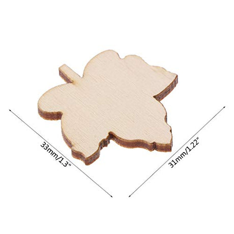 50 Pcs Blank Wood Slices Unfinished Wood Cutout Maple Leaf Shaped Embellishments Wood Pieces for DIY Craft, Gift Tags, Wedding, Christmas, Home BUZHI