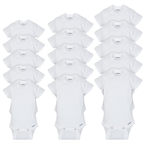 Gerber Baby 15 Piece Onesies Bodysuit Multi Size Pack, White, (0-3M, 3-6M, 6-9M) - WoodArtSupply