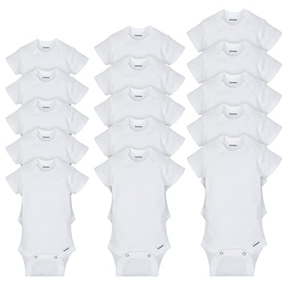 Gerber Baby 15 Piece Onesies Bodysuit Multi Size Pack, White, (0-3M, 3-6M, 6-9M) - WoodArtSupply